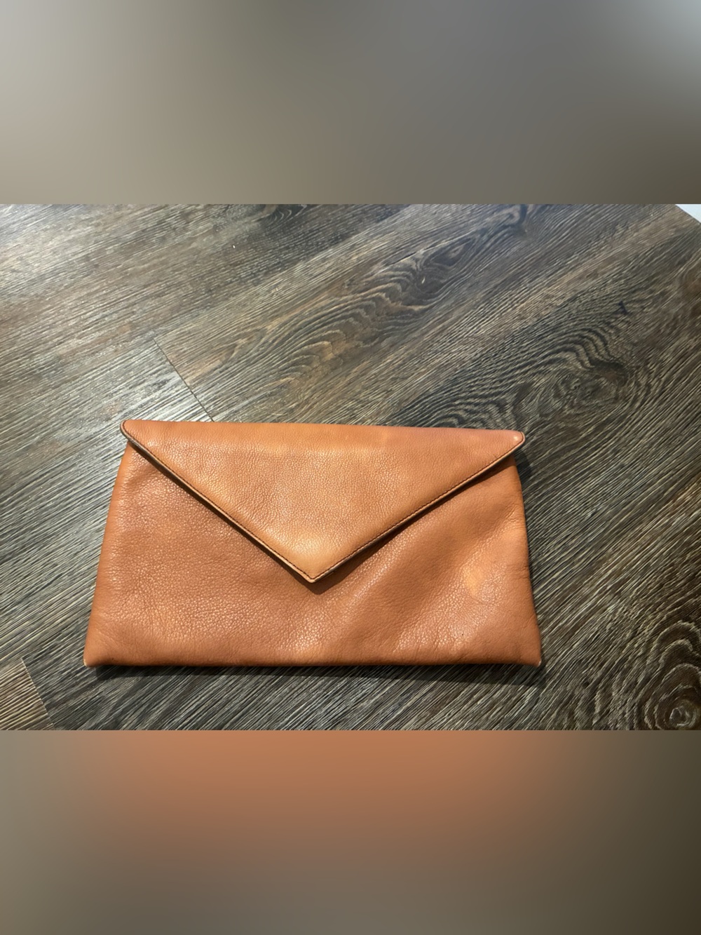 J Crew Leather Envelope Clutch - Tan